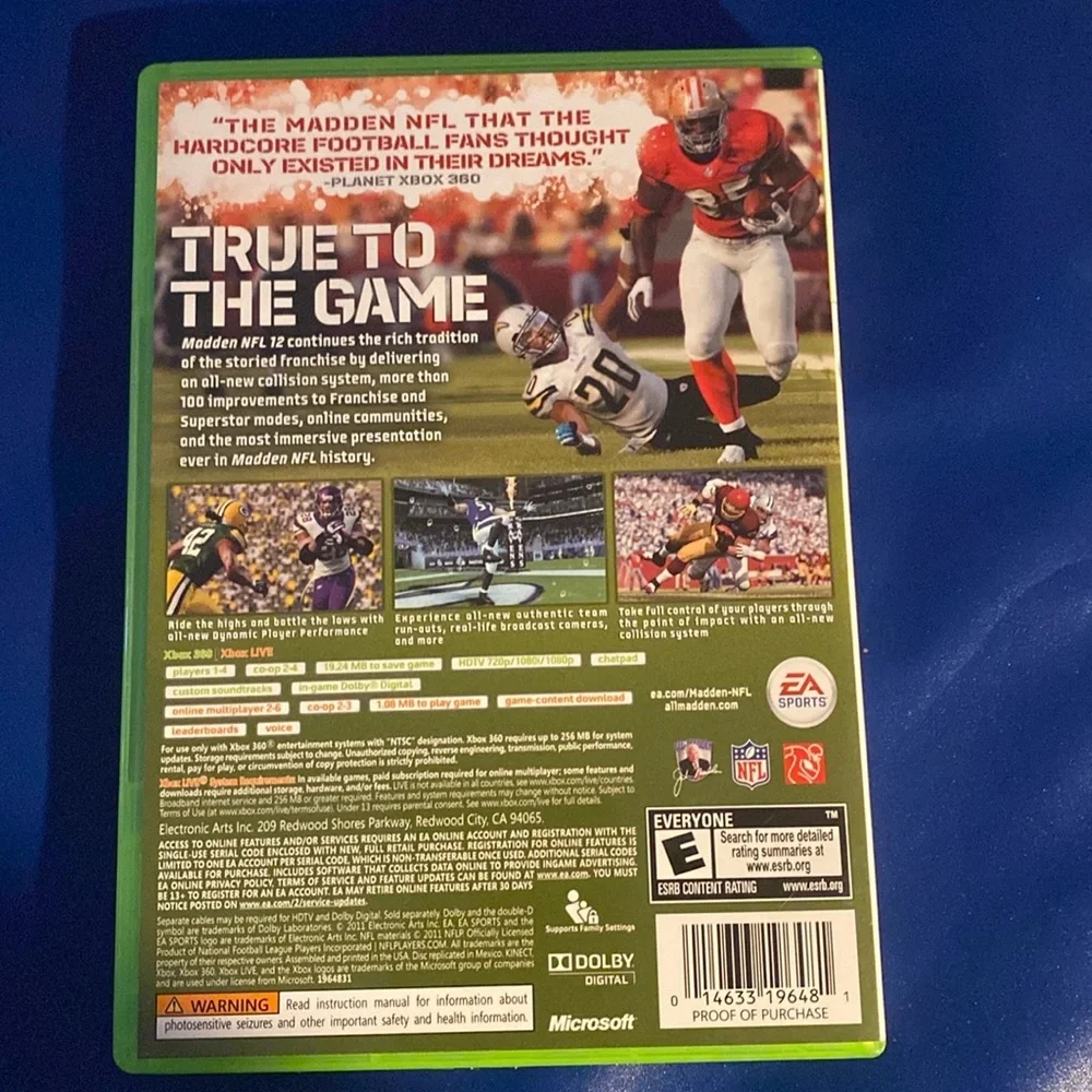 Xbox 360 Madden NFL 12 game